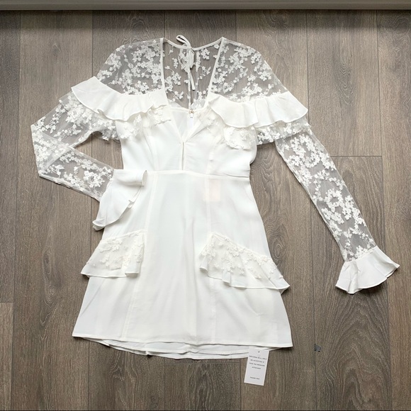 For Love & Lemons Rosebud Embroidery Mini Dress Ivory Size XS - Picture 3 of 17